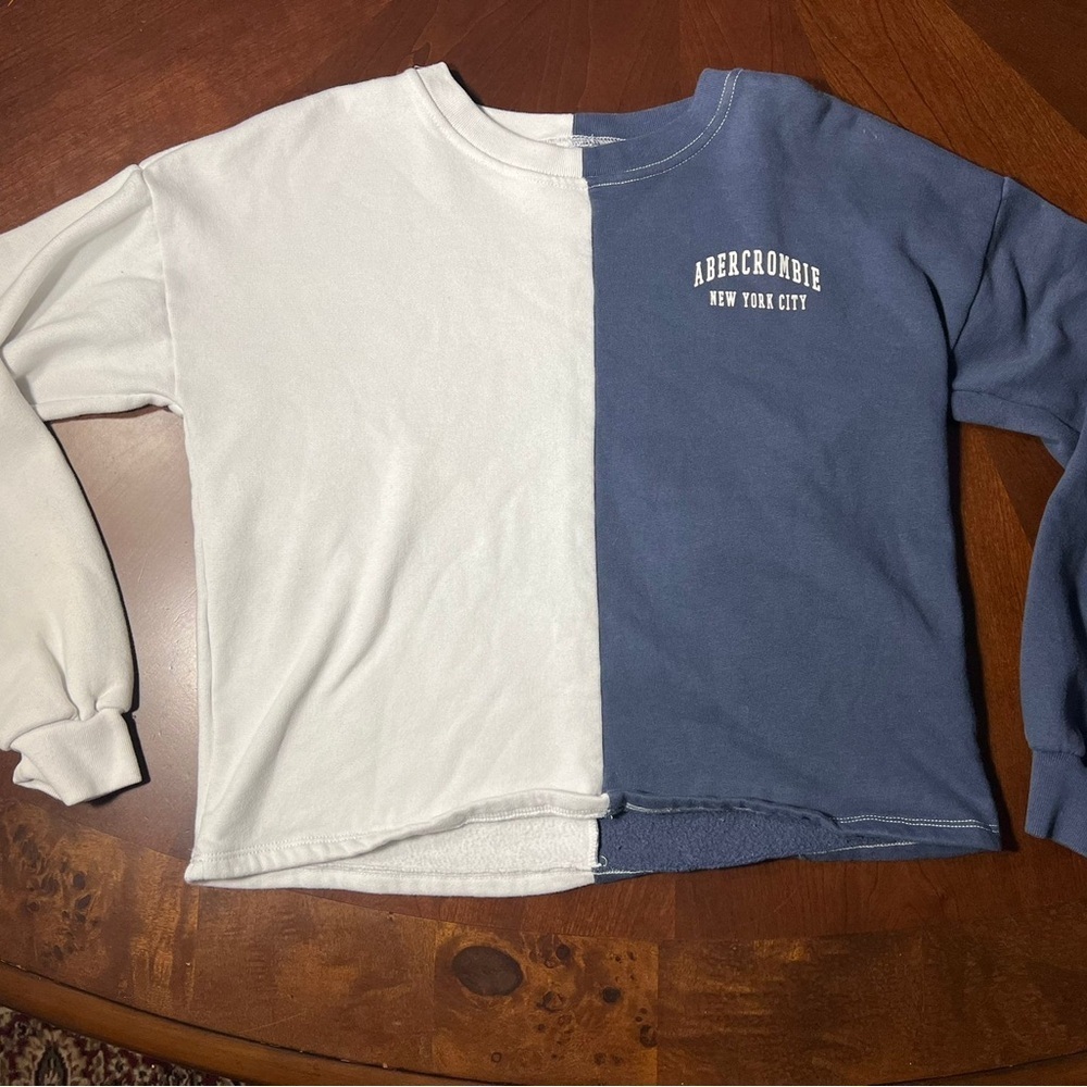 Abercrombie Kids Split Design Sweatshirt - White and Blue
